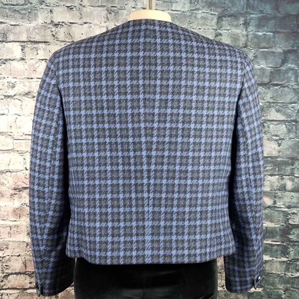 Pendleton Blue Houndstooth Jacket Size 10 - image 4